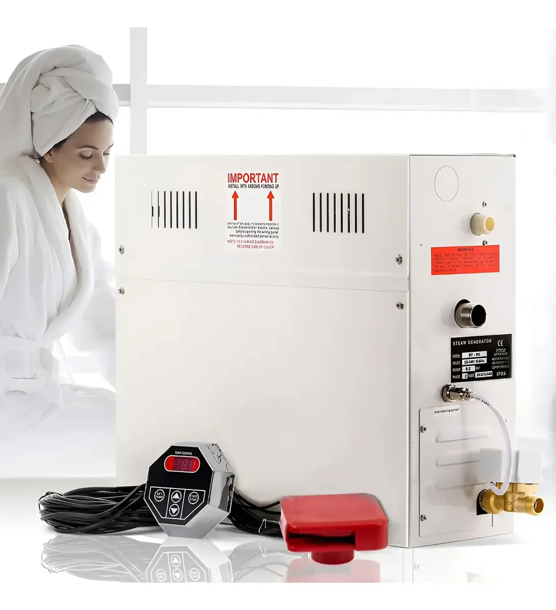 Chuveiro de sauna com gerador de vapor autodrenante de luxo de 4,5 kw