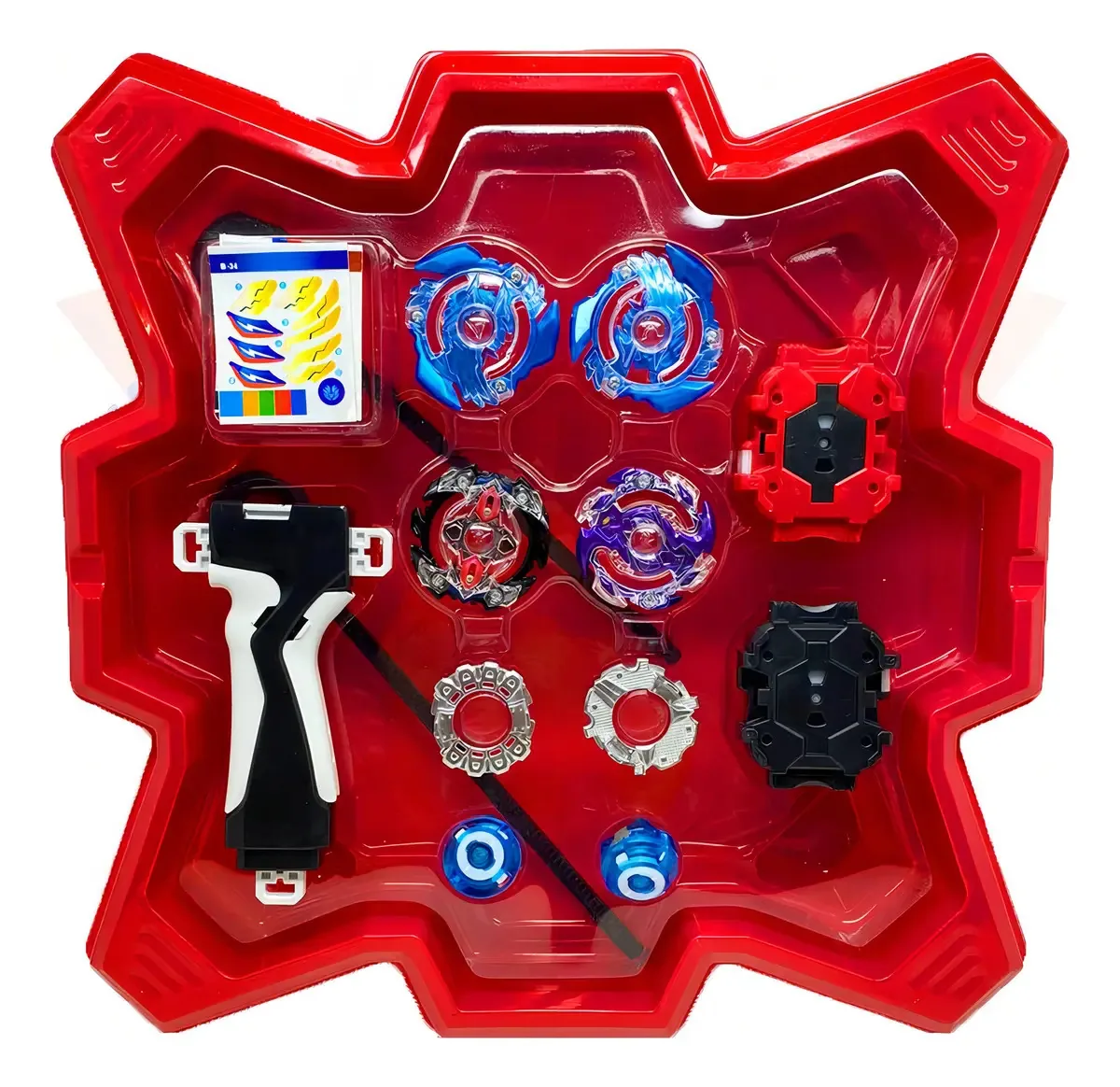 Kit Beyblade Metal Batalhas com Arena e Lançadores com Luzes