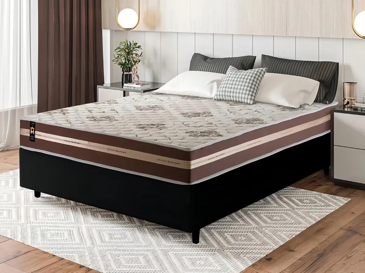Cama Box Espuma Espuma Chicago Marrom Casal 138x188x57 Marrom