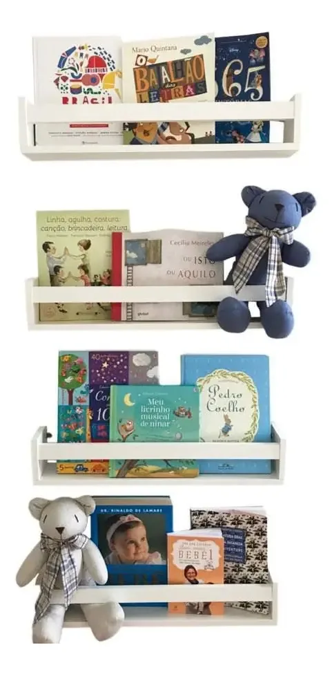 4 Porta Livro Organizador Revisteiro Infantil Mdf Branco Branco
