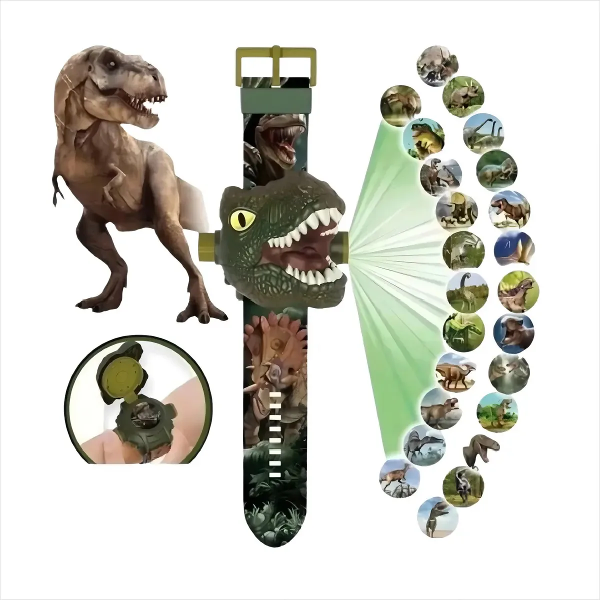 Relógio Infantil Dinossauro 3d Projetor 24 Imagens
