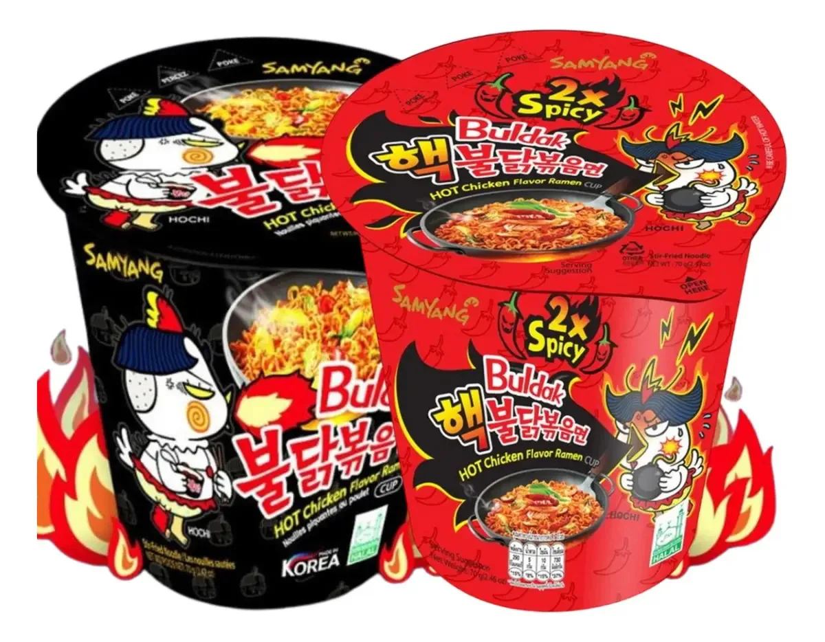 Kit 2 Copos Desafio Miojo Coreano Samyang Frango Picante