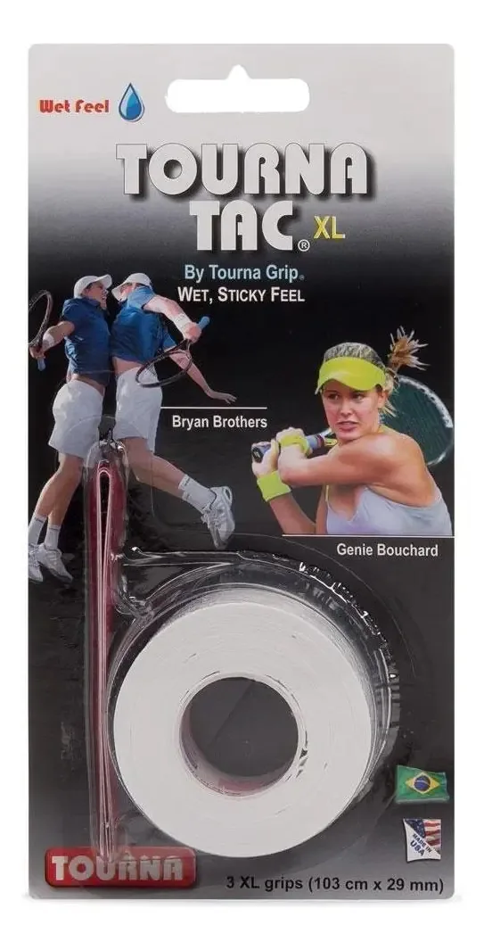 Overgrip Unique Tourna Tac XL Tênis Squash Badminton Branco 3 Unid