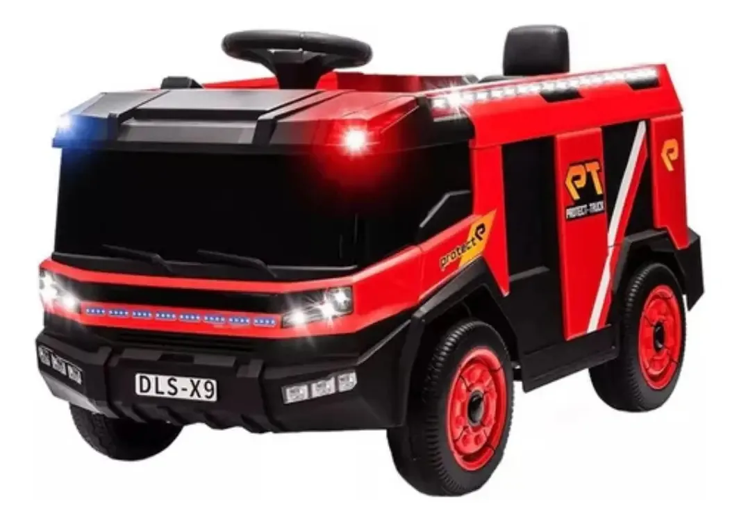Mini Caminhão De Bombeiros Elétrico Vermelho 12v Shiny Toys