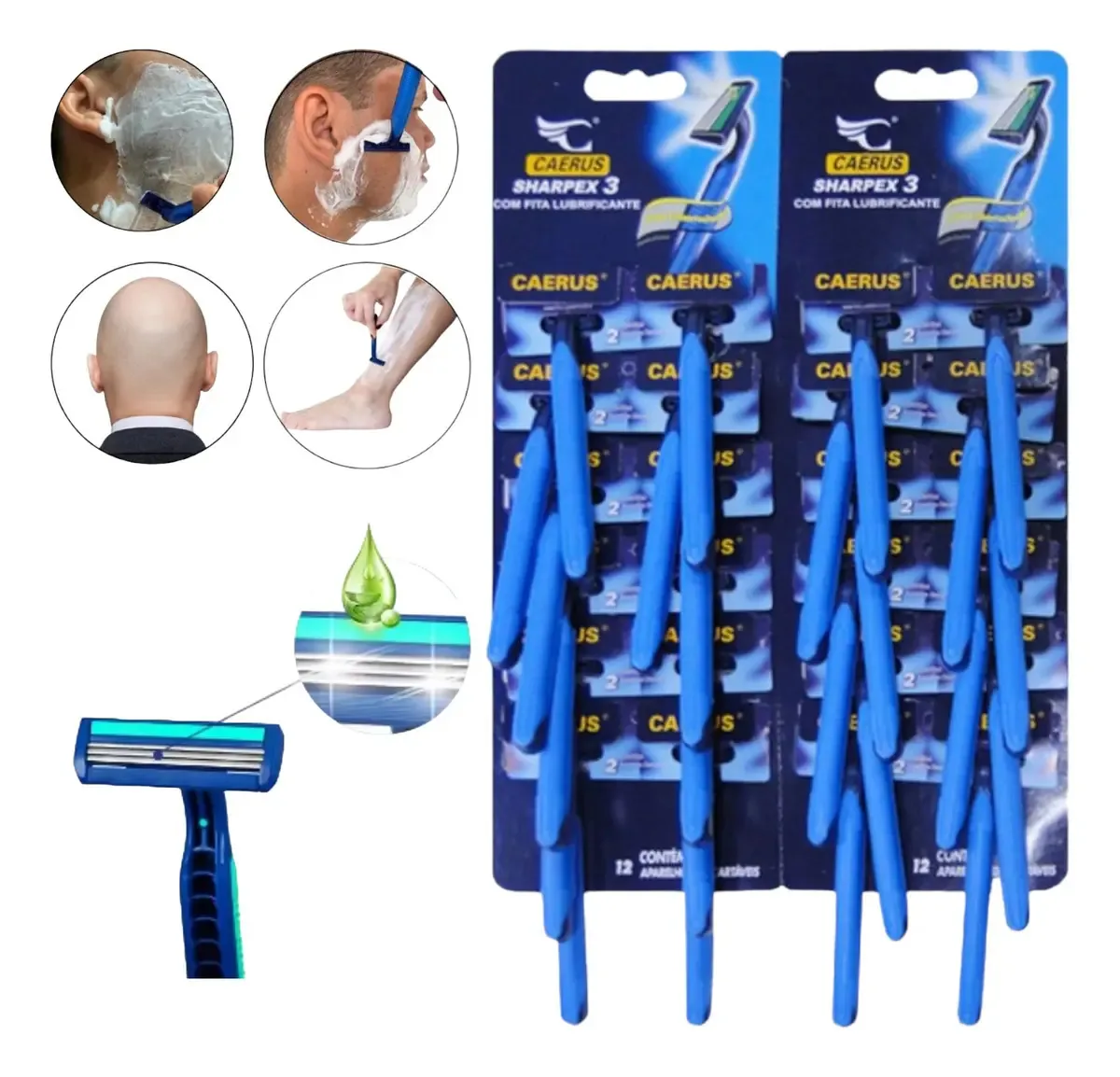 Aparelho De Barba Barbear 24 Unidades 3 Laminas Gel Atacado