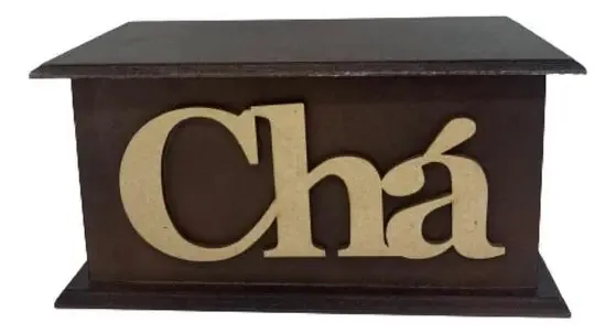 Caixa para Chá em MDF Marrom, com 2 Compartimentos