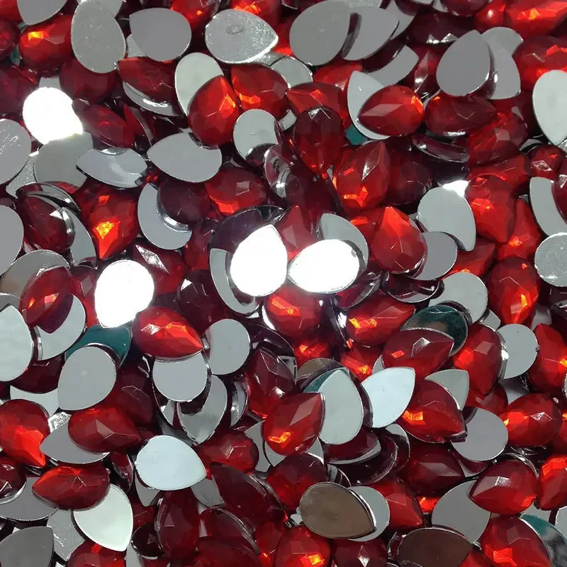 Chatôn Gota Acrílico 10x14mm Vermelho Claro Sécullu'S Bijoux 210un