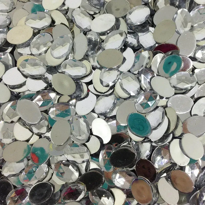 Atacado Chatôn Oval 10x14mm Acrílico Colagem Decoração Festa Cor Cristal