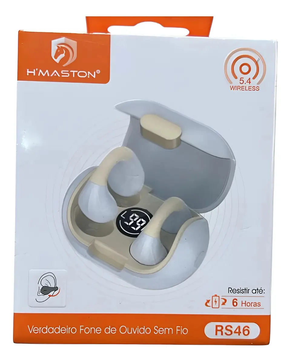 Fone Ouvido Bluetooth Sem Fio Condução Óssea Bateria Longa Cor Branco