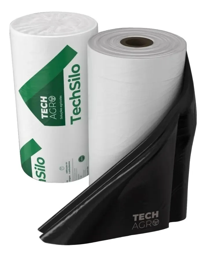 Lona Plástica Techagro Techsilo 4mx100m 40kg Preta/Branca UV Silagem