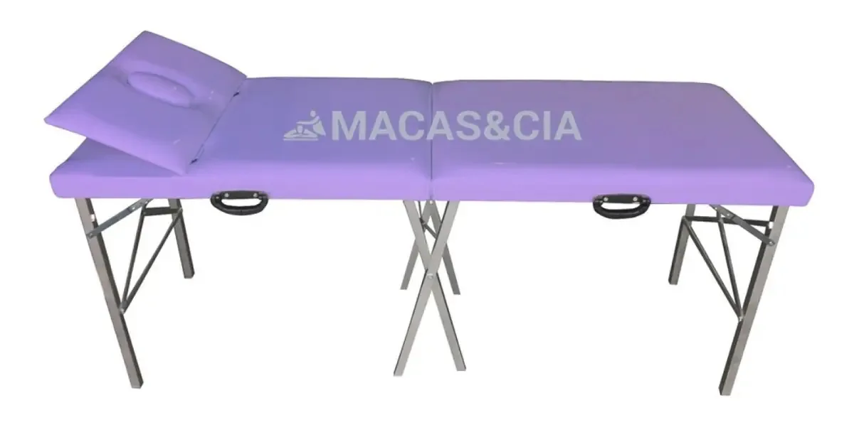Maca Portátil Reclinável Best Massage Para Massagem Estética Fisioterapia Lilás