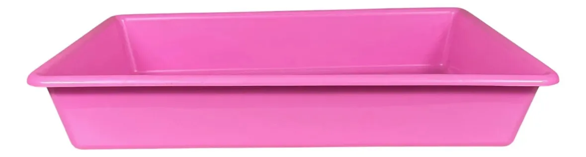 Bandeja Plástica Retangular Multiuso Resistente Organização Cor Rosa