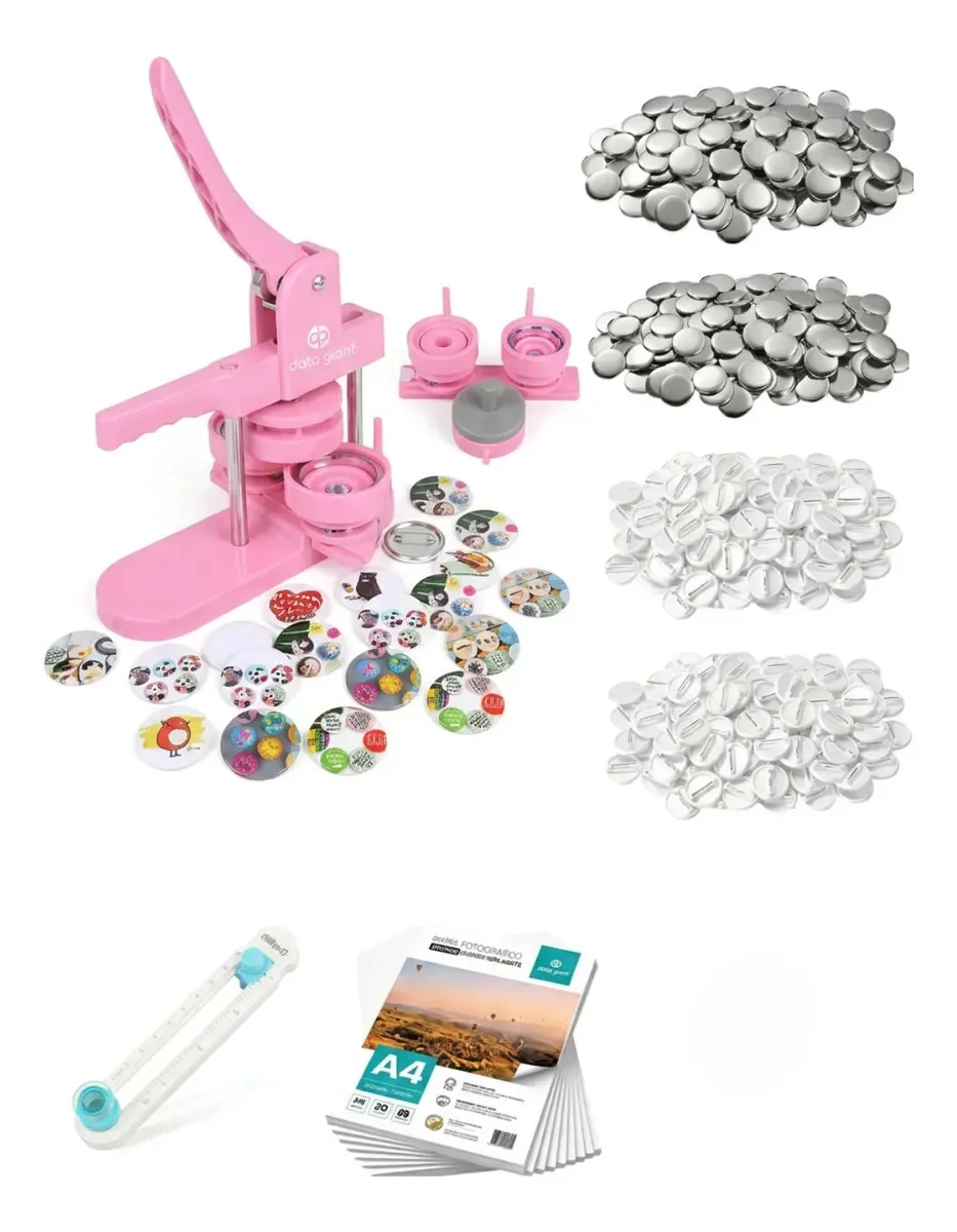 Máquina De Bottons Personalizados 58mm Rosa Marpax