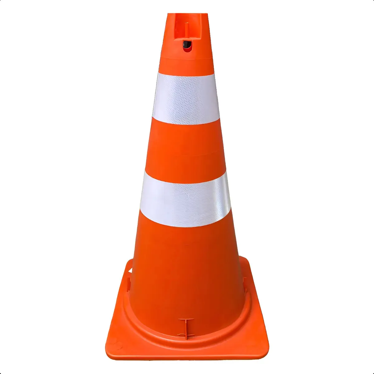 Cone Sinalização Flexível 75cm Laranja 2 Fitas Refletivas Plastcor