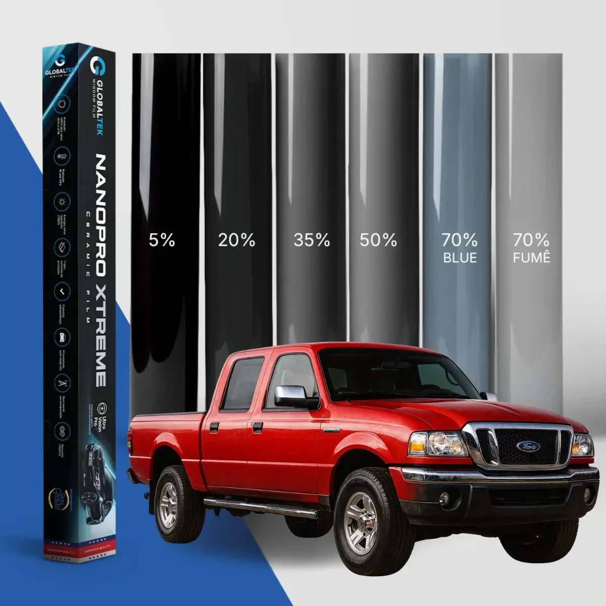 Película Nano Cerâmica Ford Ranger Cab.dupla (1996 Á 2012) G35 Para-brisa E G5 Laterais E Traseiro