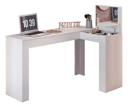 Escrivaninha Penteadeira Tânia Com Nicho 135 Cm Branco