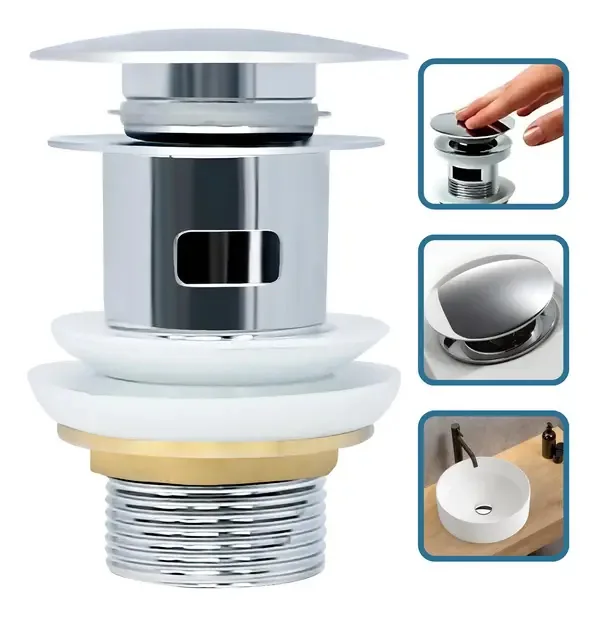 Válvula Click, Dreno Inox Para Bancadas Cubas E Pias. 40mm