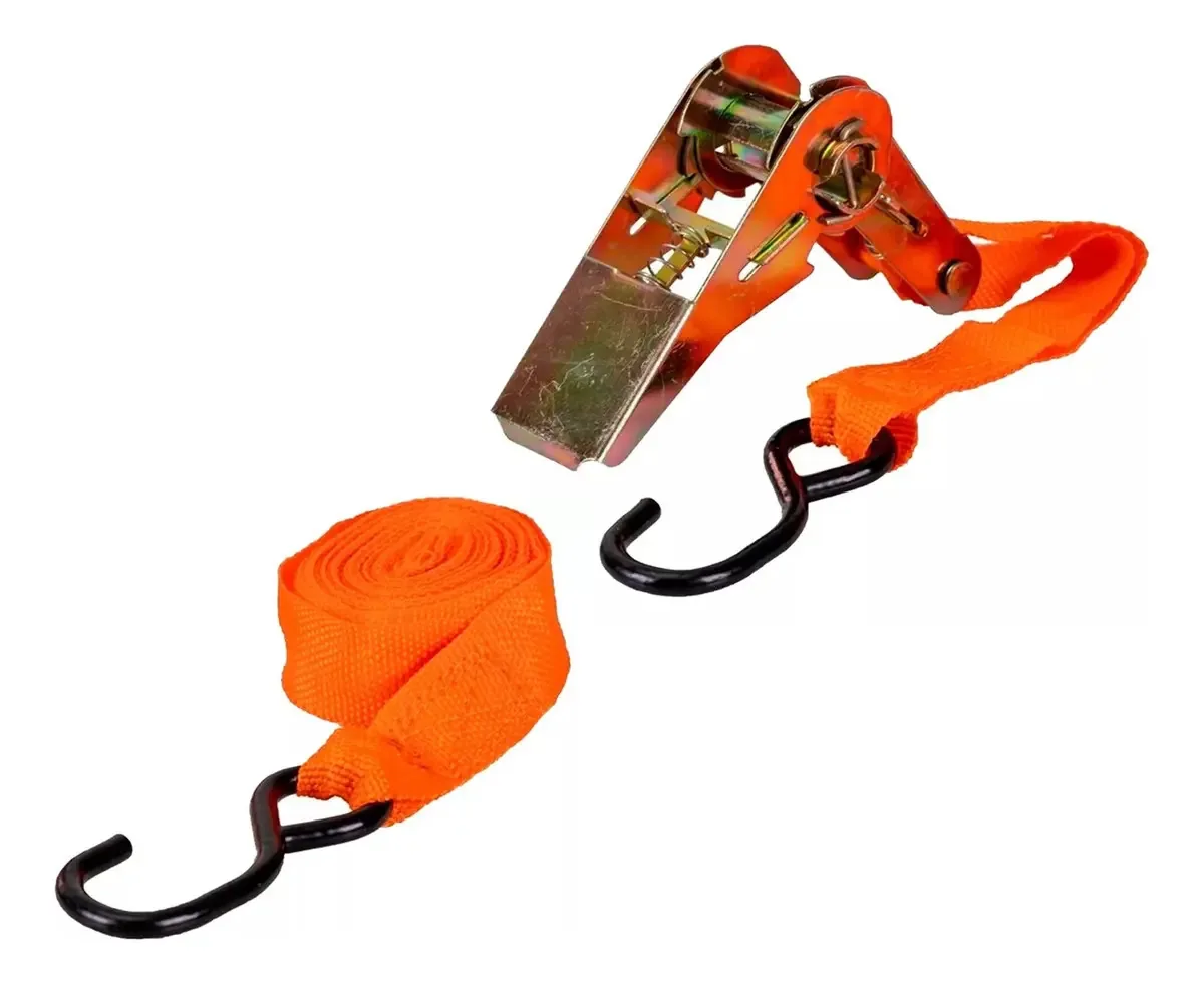 Kit 4 Cintas Catraca FGB 4,5m 800kg Amarração Carga Moto Barco Laranja