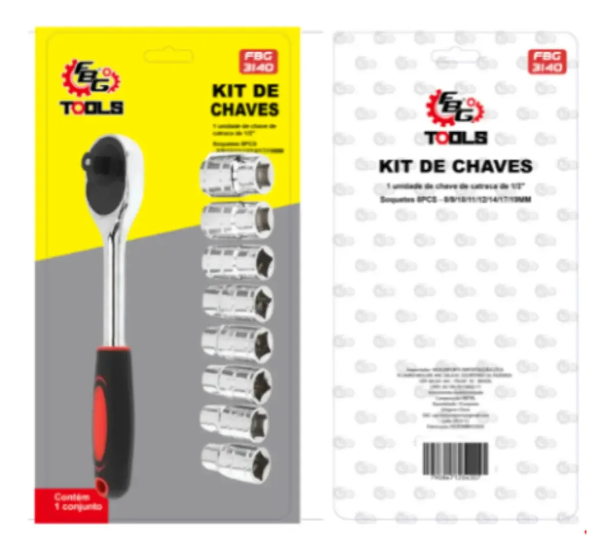 Kit Chave Catraca Tools com 8 Soquetes e Catraca de 1/2"