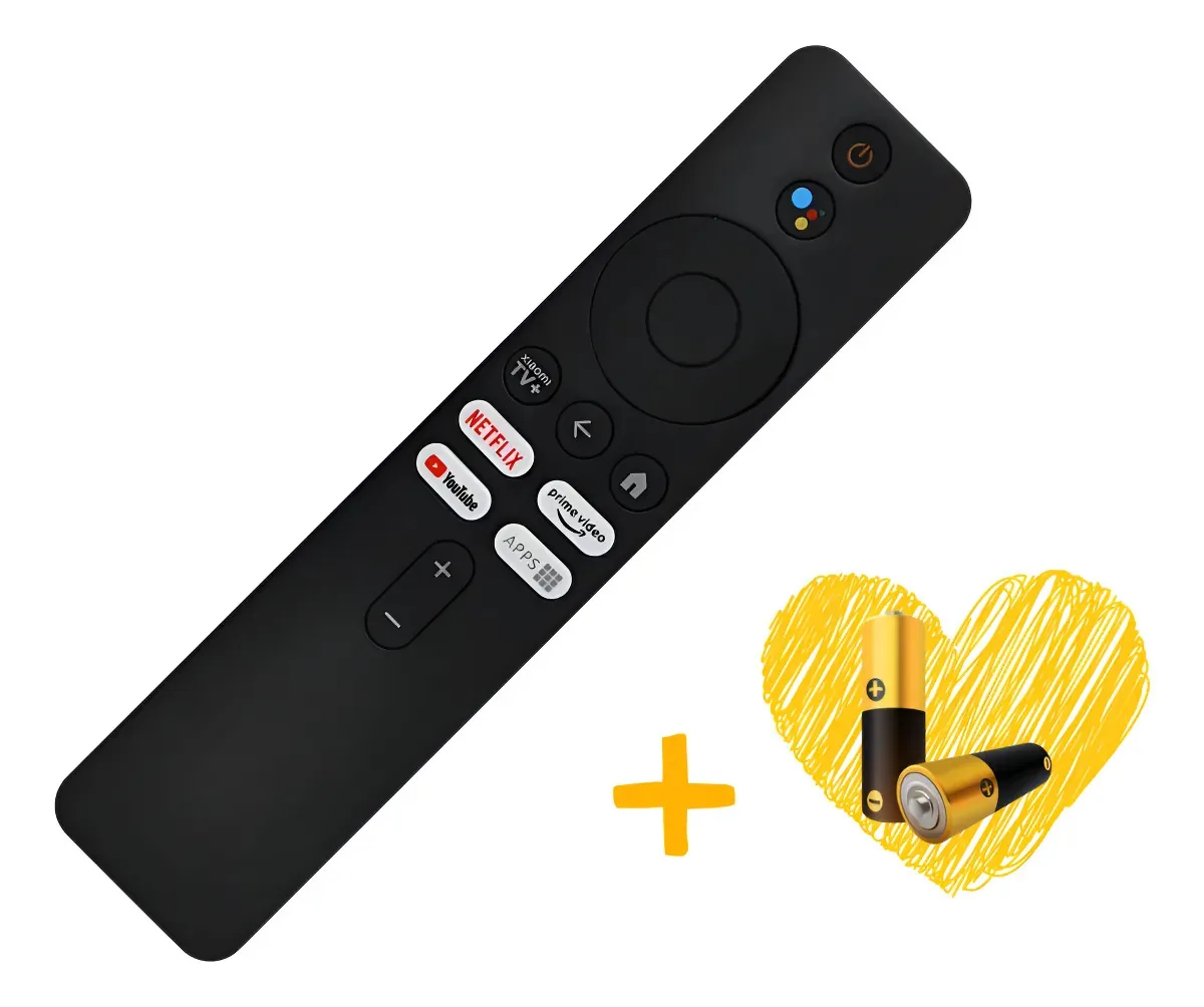 Controle Compatível Mi Box 4k 2a E 3a Geração Voz + Pilhas Preto