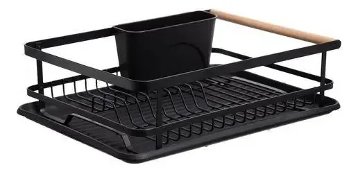 Escorredor de Louça Home Style Branco com Bandeja e Porta Talheres 43cm