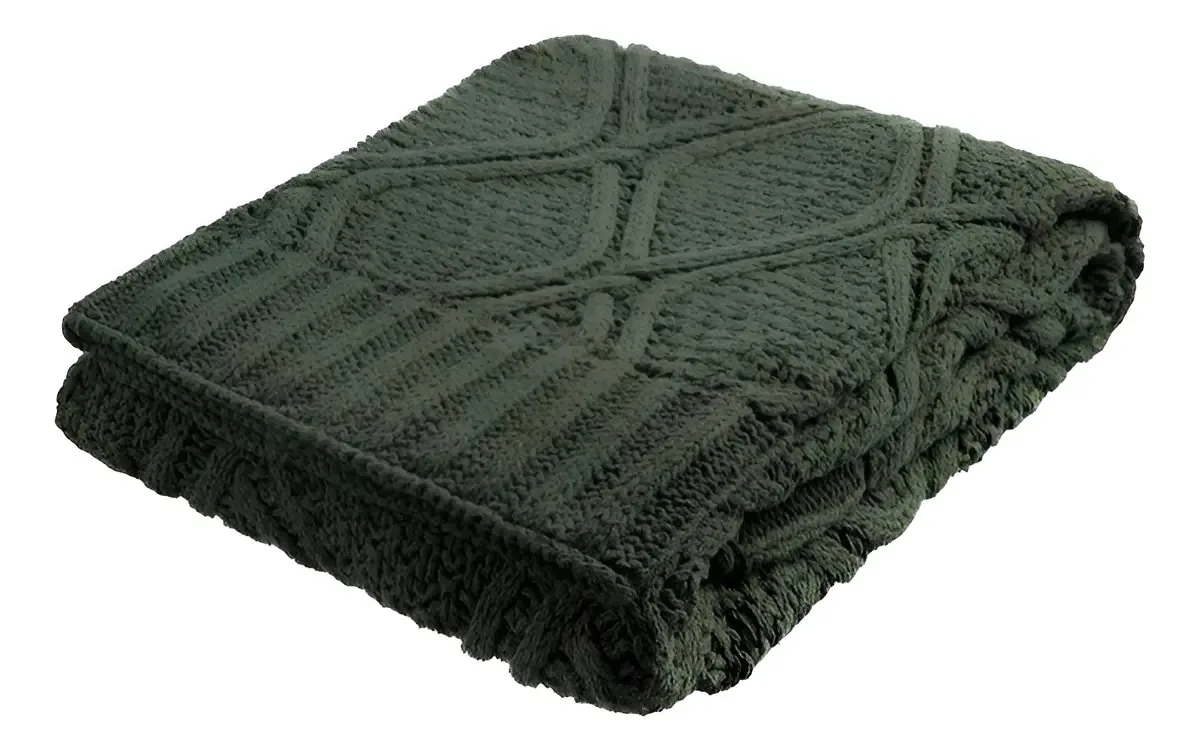 Manta Homestyle Verde Capa de Sofá Algodão 150x125cm