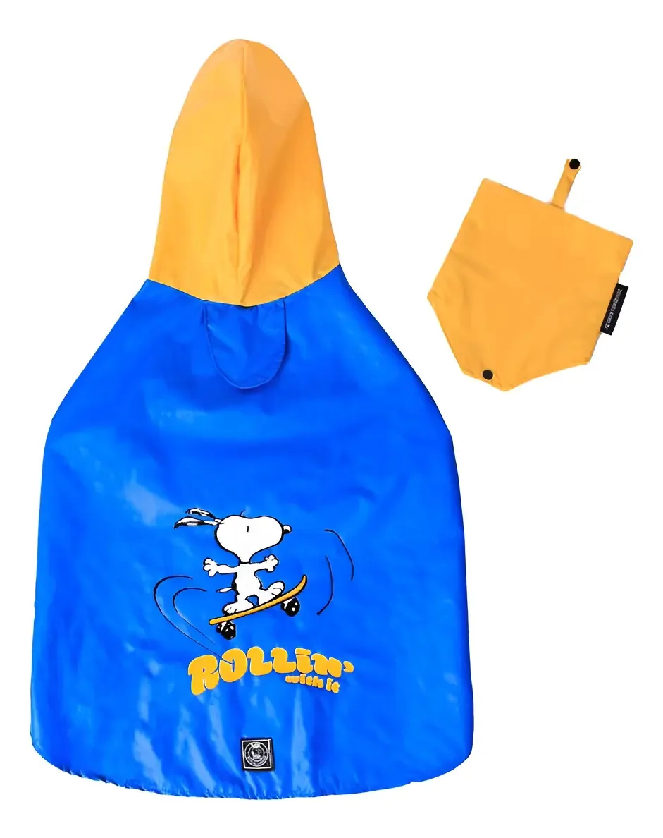 Capa De Chuva Para Cachorro Snoopy Azul Raças Pequenas P