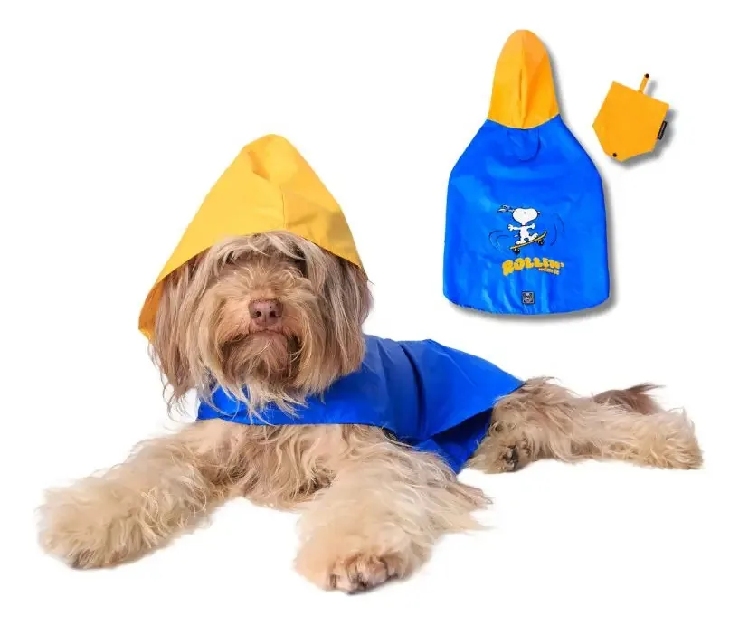 Capa De Chuva Para Cachorro Snoopy Azul Xgg Impermeável Leve