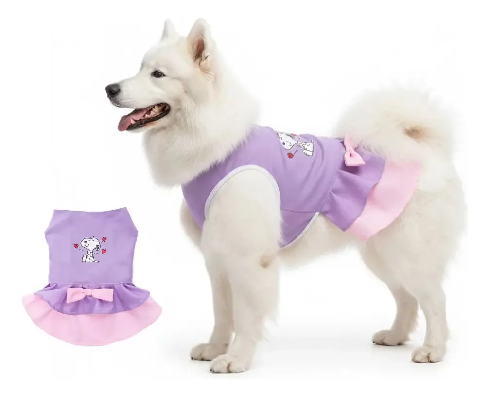 Vestido Para Cães Snoopy Love Lilás Tamanho G
