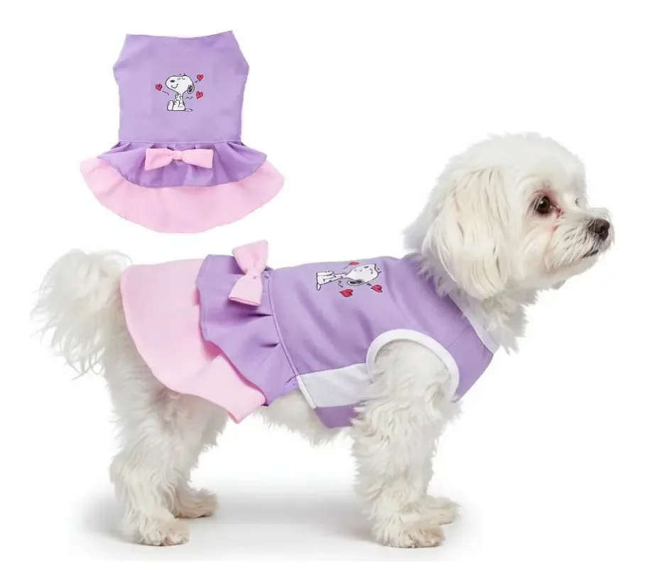 Vestido Para Cães Snoopy Love Lilás Tamanho P