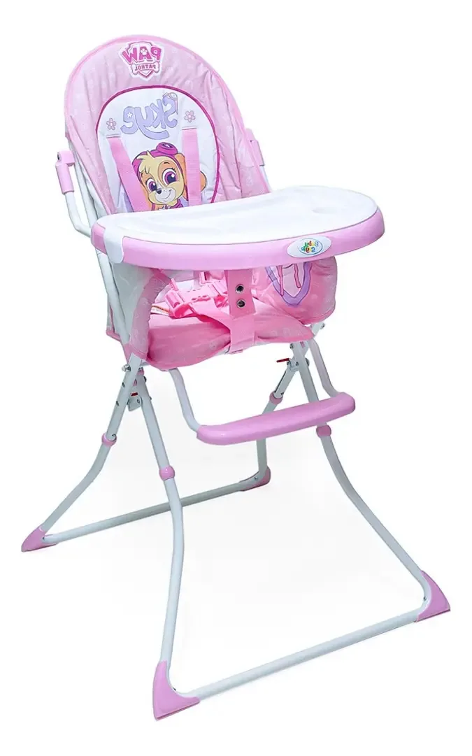 Cadeira Alimentação Cadeirão Portátil Infantil Bebê Refeição Cor Rosa Menina Patrulha Canina