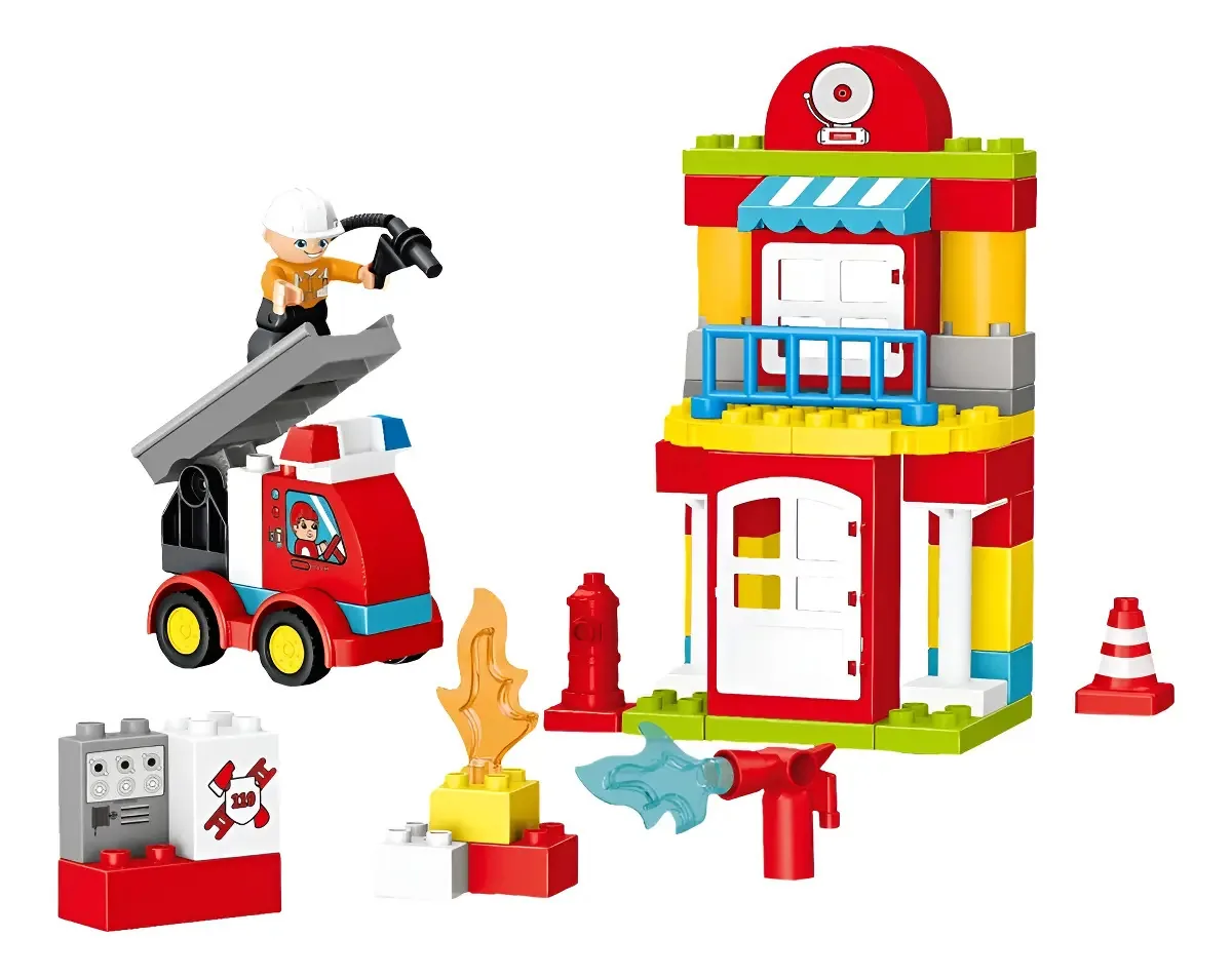 Blocos Criativos Estação de Bombeiros 53 Peças Multikids - BR2251