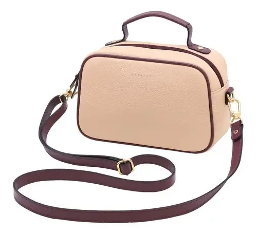 Bolsa Feminina Transversal De Couro Bovino Mariart Alice Cor Chiclete/vinho