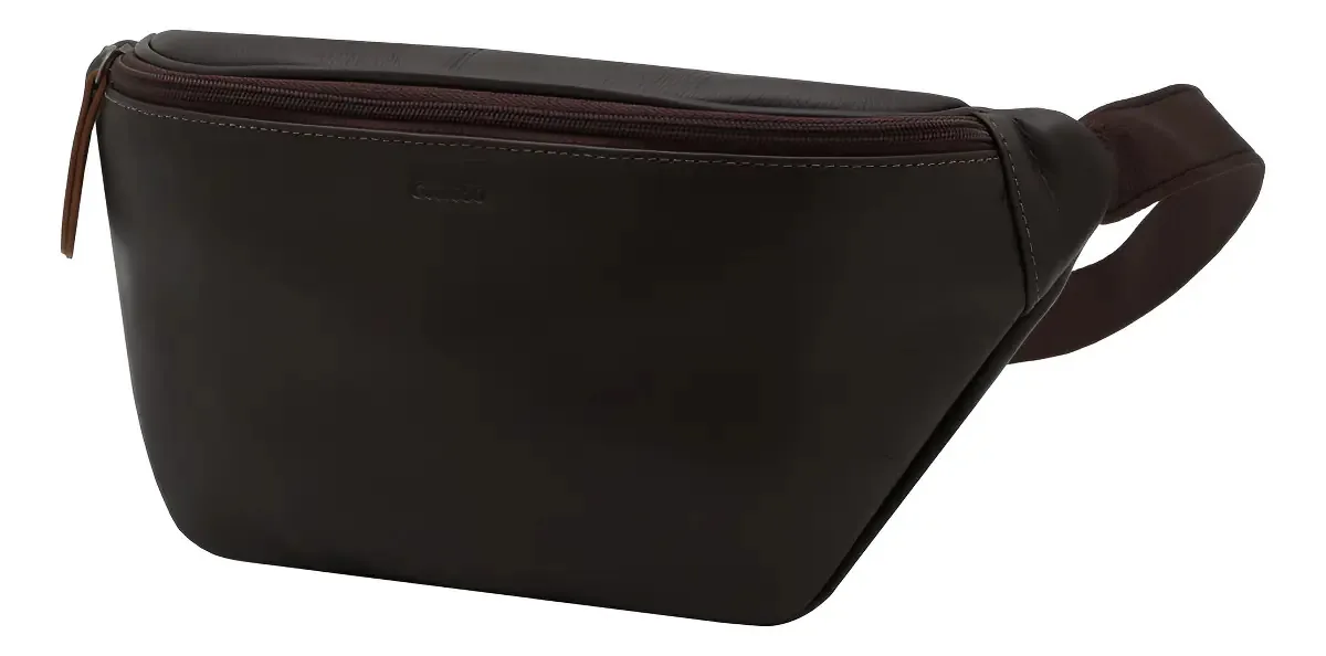 Pochete Couro50 Masculina Couro Bovino Café/Caramelo Zip