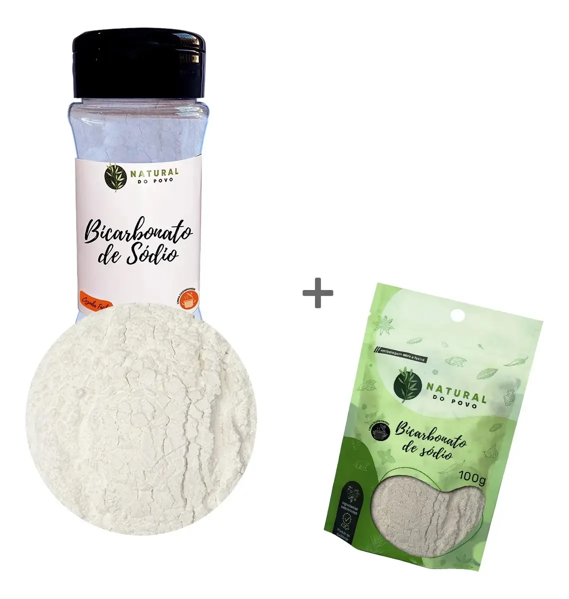 Kit Bicarbonato De Sódio Pote Com Dosador 80g Com Refil