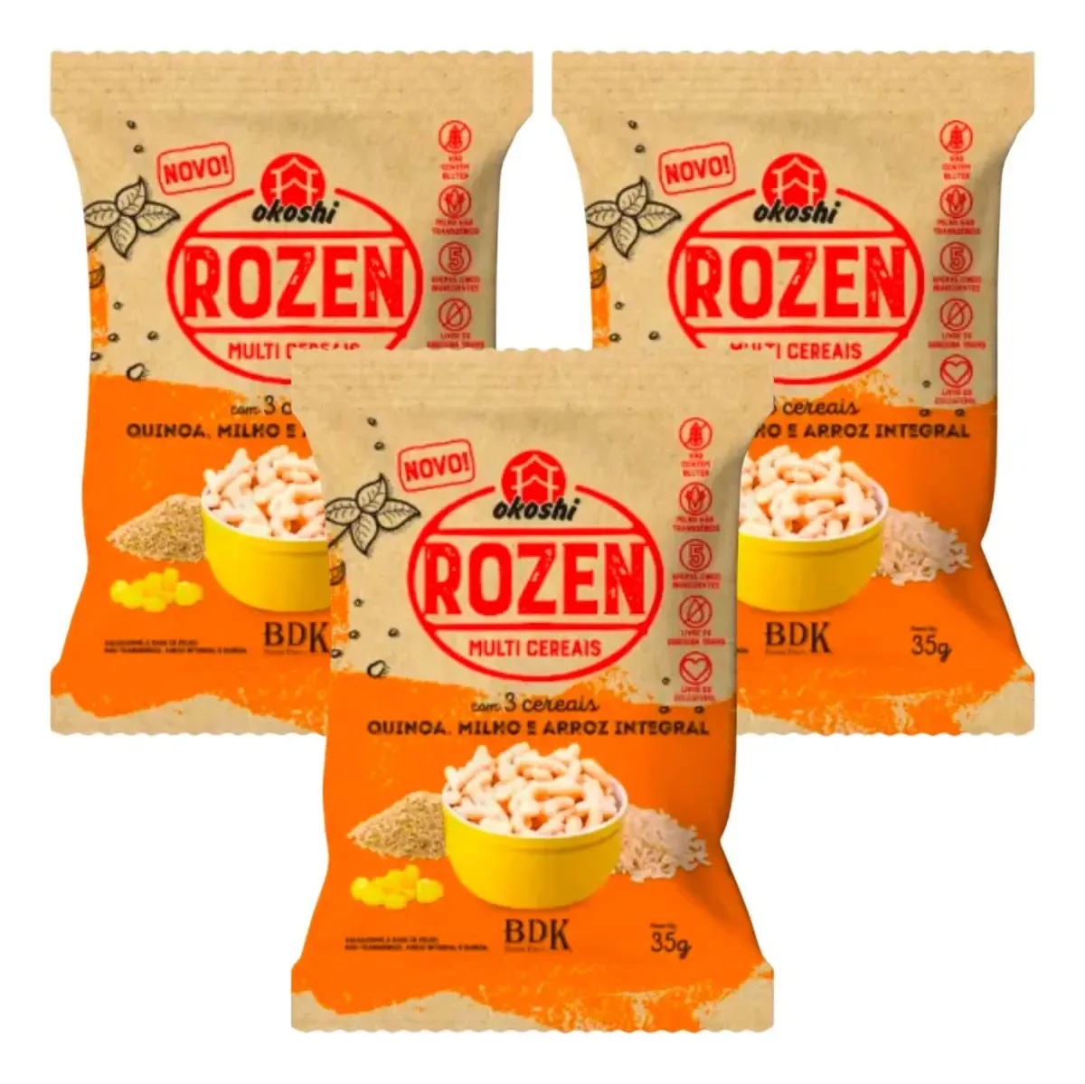 Kit 3 Snacks Rozen Multicereais Okoshi