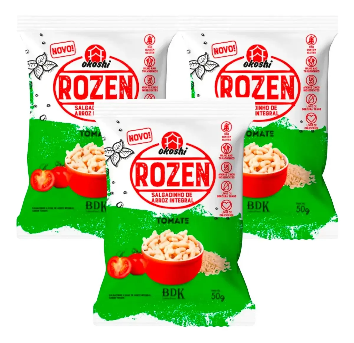 Kit 3 Snacks Rozen Tomate Delicioso Okoshi