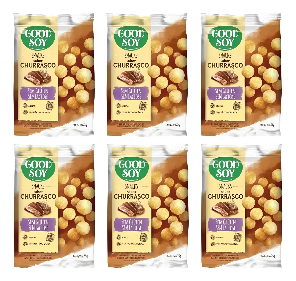 Kit 6 Snacks Churrasco 25g Goodsoy Sem Gluten E Sem Lactose