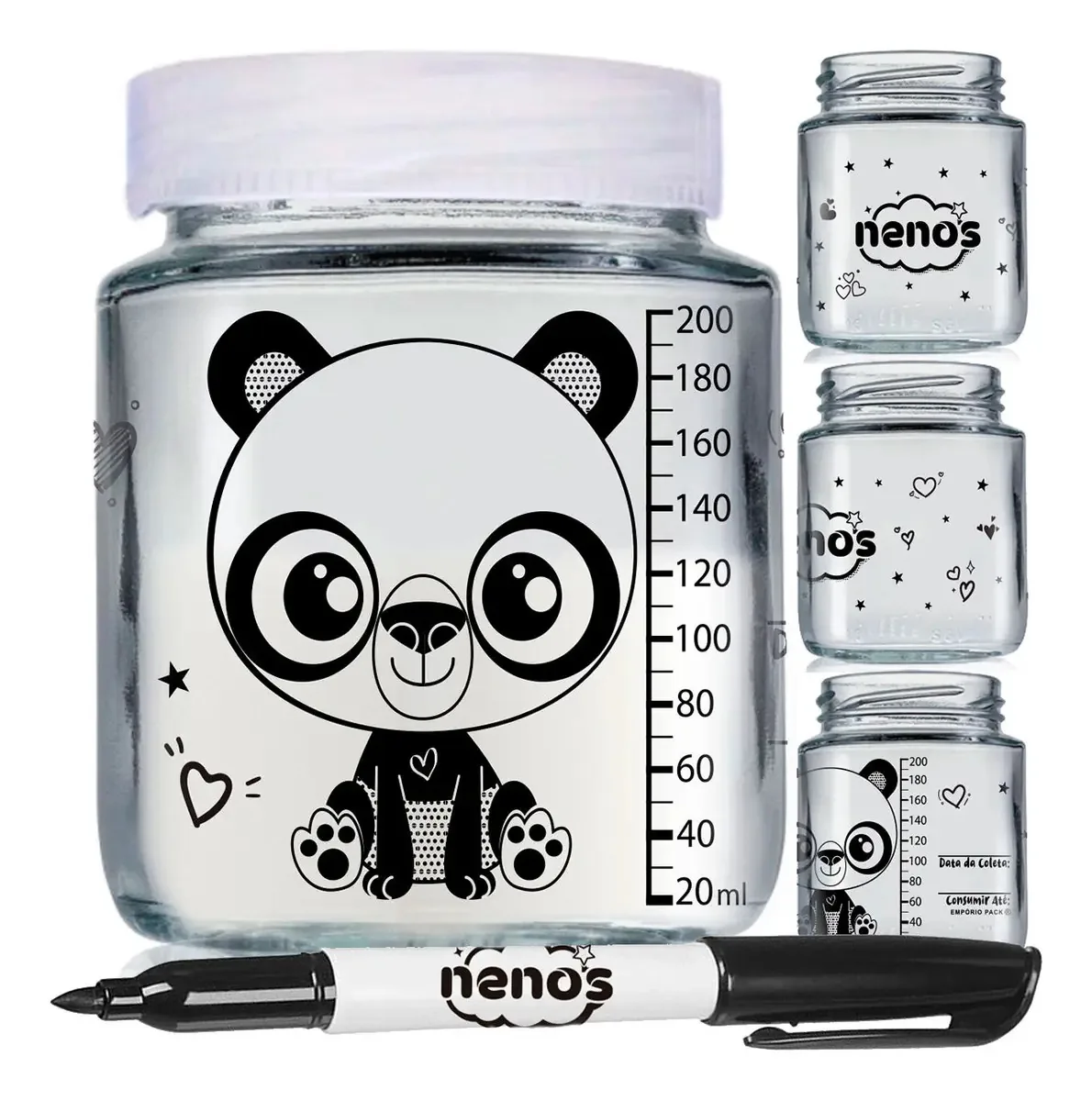 5 Potes Armazenar Leite Materno Ou Papinha, Graduação 200ml