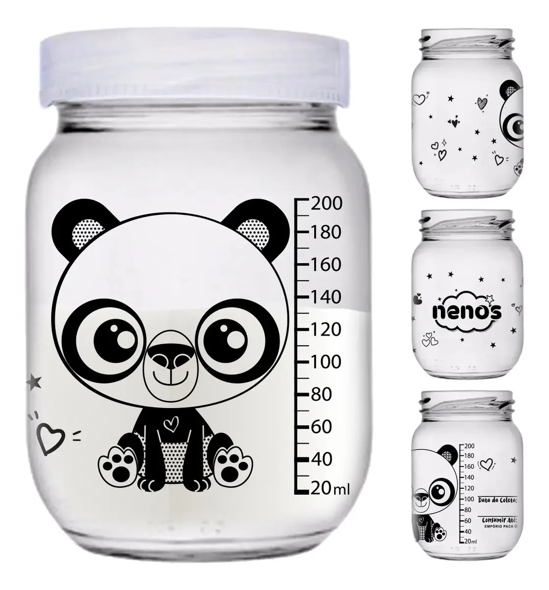 12 Potes Vidro Armazenar Leite Materno, Papinha (267.panda)