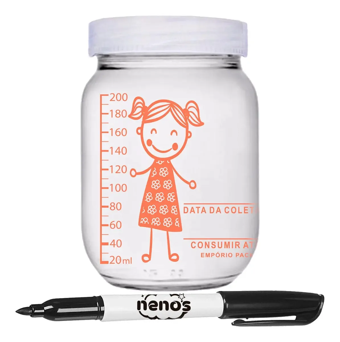 10 Potes De Vidro Armazenar Leite Materno, Graduação 200ml
