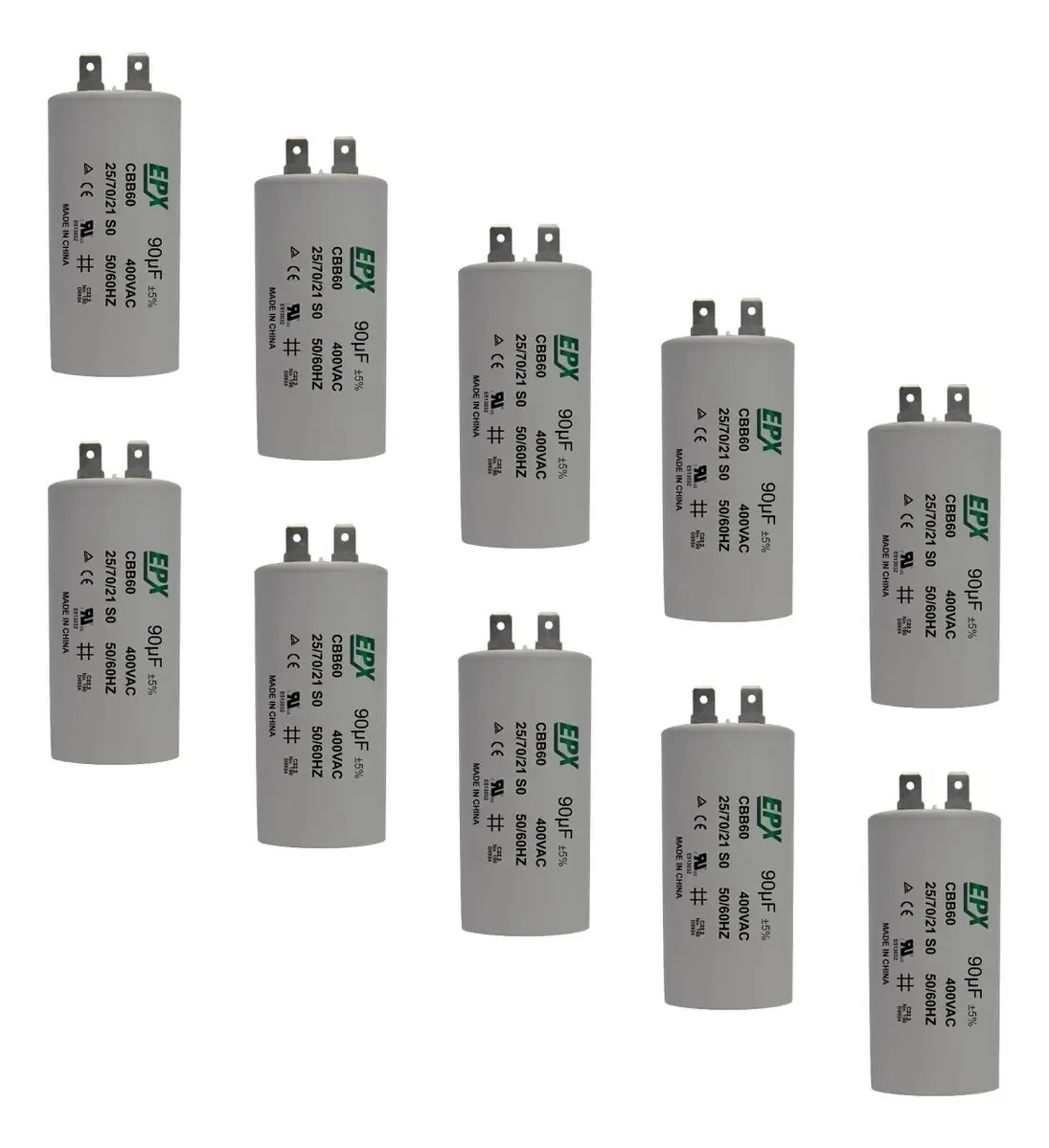Kit 10 Capacitores Permanentes 90uf 400v Terminal Cbb60