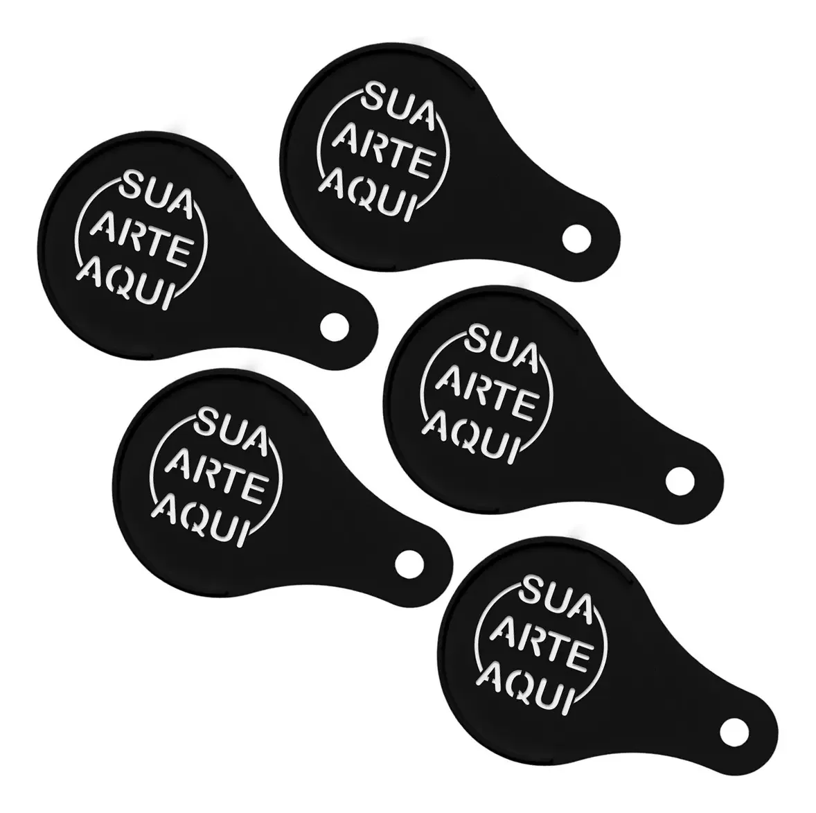 Kit 5 Stencils Personalizado Para Café C/ Sua Arte Exclusiva Cor Indeterminada