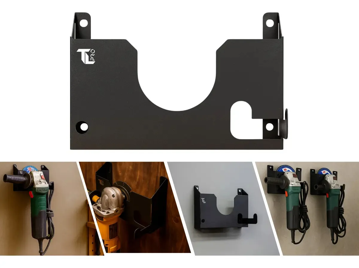 Suporte Para Esmerilhadeira Angular e Lixadeira de Disco Parede com Kit Instalação | Suporte Esmerilhadeira Bancada Ferramentas Para Oficinas Marcenarias Garagens Fabricas - Aço Carbono Metal
