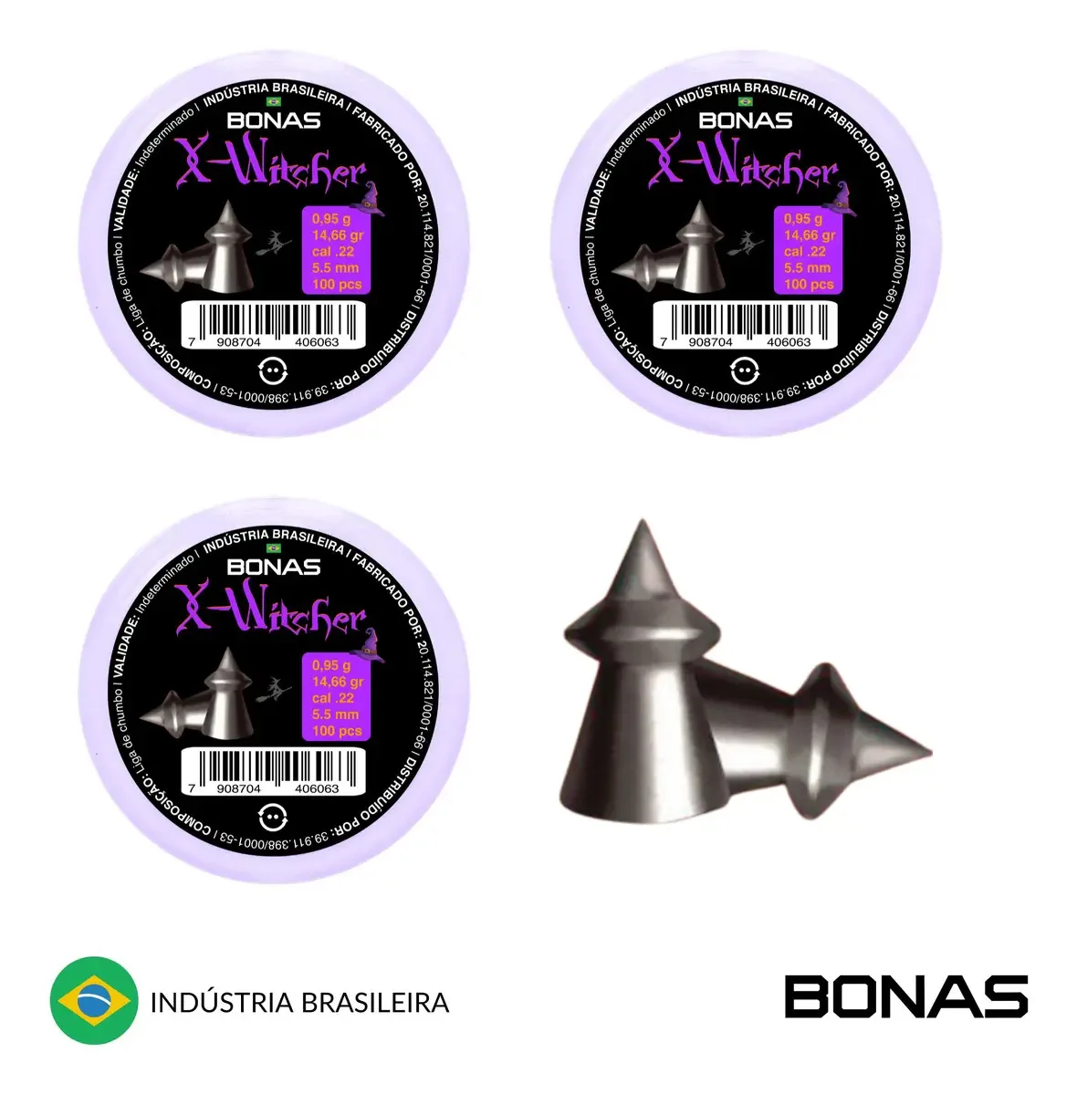 3 Caixinha Chumbinho X-witcher 5.5mm 100 Unidades Perfuração