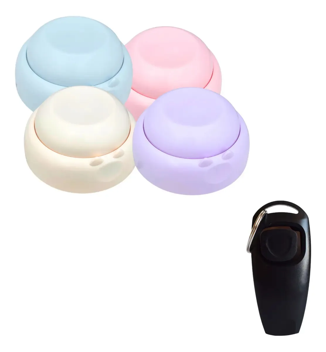 Kit Conjunto Botões Adestramento Comando Voz + Clicker Pets Cor Preto