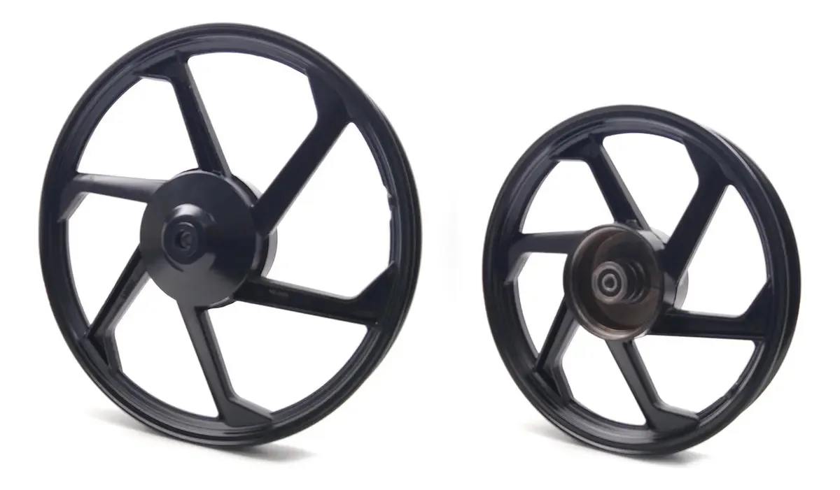 Rodas Liga Leve 18" Shield Preto com Rolamento Compatível Biz 100/125