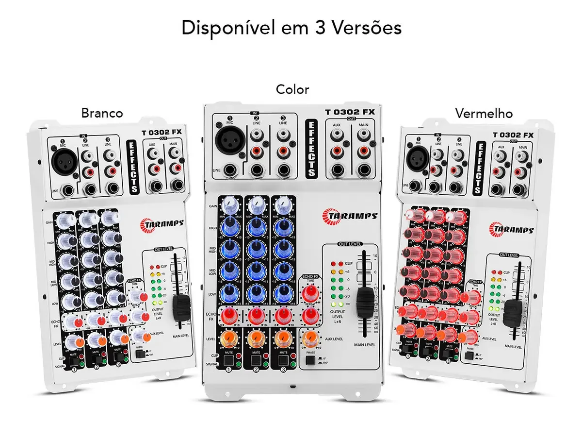 Mesa Som Taramps T0302 Fx Efeito Echo 3 Canais T0302 FX BRANCO / WHITE