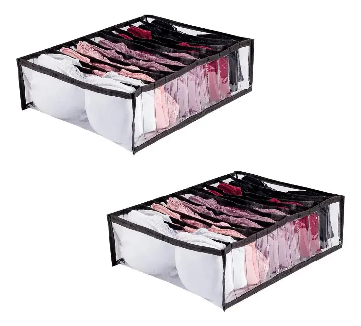 Kit 2 Colmeias Organizadora Gavetas Roupa Premium 40x30x10cm Cor Preto