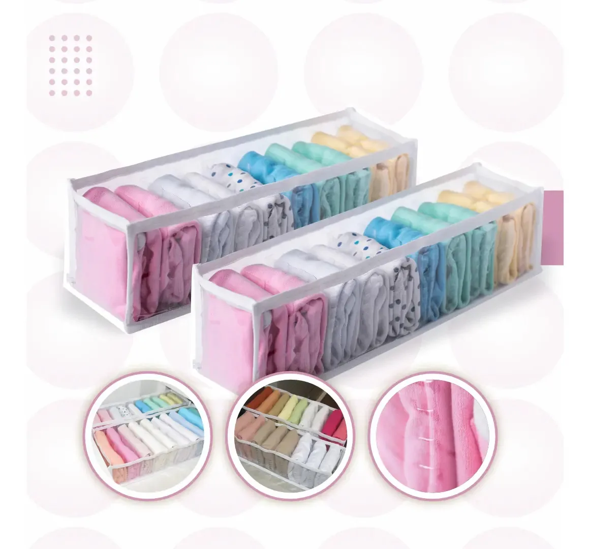 Kit 2 Colmeias Organizadora Roupas De Bebê Calcinhas Meias P Laterais Soldadas Acabamento Impecável